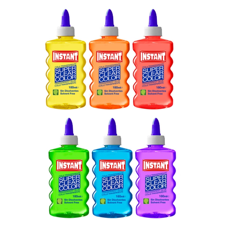 🎨 🖌 Pack 6 Colles Colores Instant Slime 180 Ml Glitter